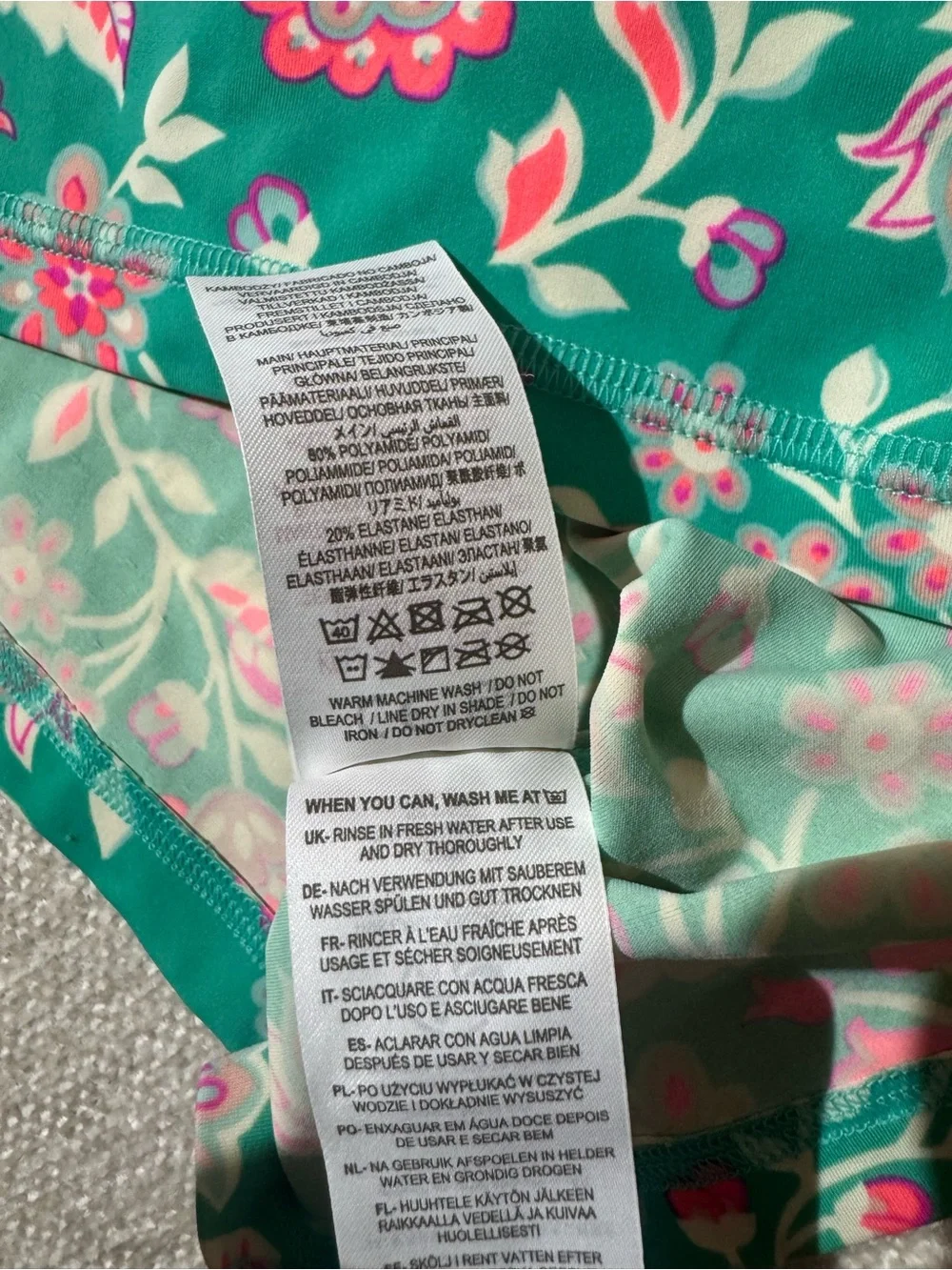 Boden Kids 13/14year Teal Floral Rashguard UPF Swim NWOT